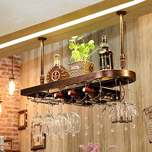 NHYHEHMR Hanging Wine Rack Weinglashalter Hängende Weinregal Weinglas Goblethalter, Massive Holzdecke Weinhalter Bar Weinkeller Küchentheke schwimmende Aufbewahrungsregale (SI von NHYHEHMR