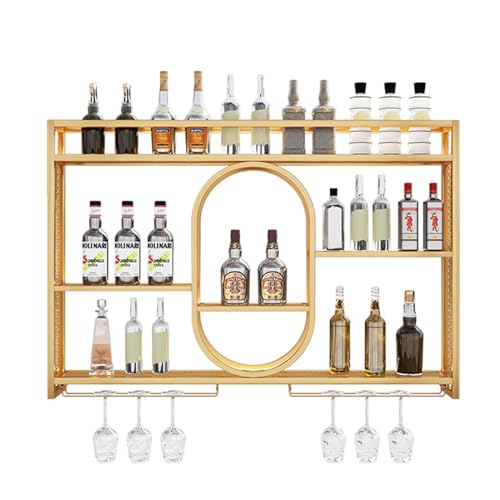 NHYHEHMR Industrial Wall Montod Wine Rack, LED Wine Rack Weinglas Rack, Metall Weinflasche & Glas, Weinflaschenregal Vintage -Stil, Ausstellungsschelfflaschenlagerstange für Heimküche Leben von NHYHEHMR