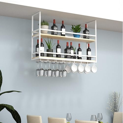 NHYHEHMR Industrial -Wand -Weinregal mit Glashalter und Regal Metall Deckenbal von NHYHEHMR