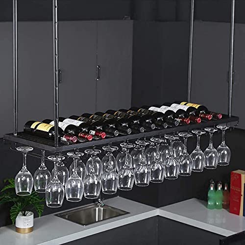 NHYHEHMR Moderne Hänge Weinregal Decken Deckenmagnierte Weinglashalter Einstellbarer Flasche Rack auf den Kopf stammwarengestell Schwarz Wandregal Lager Rack 100x35cm NHYHEHMR Moderne Hänge Weinregal Decken Deckenmagnierte Weinglashalter Einstellbarer Flasche Rack auf den Kopf stammwarengestell Schwarz Wandregal Lager Rack 100x35cm von NHYHEHMR