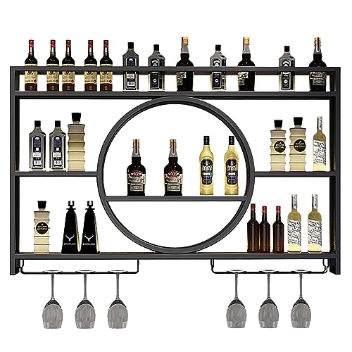 NHYHEHMR Moderne Wandmontage Weinregale, Bar Weinregal, Metall Weinflasche und Glasregal Bar Einheit schwimmende Regale, Eisenständer Weinhalter, Barlagerstange für Wohnzimmer Restaurant Bac von NHYHEHMR