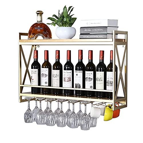 NHYHEHMR Moderne Weinregal wandmontierte Weinhalter, Weinflaschenhalter Hängende Weinglasregal Weinregal Regal Weinschrank Schrank Champagner -Stammgeschoss, Holz und Metall von NHYHEHMR