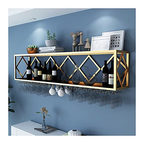 NHYHEHMR Schwimmende Wand montierte Bareinheit mit Weinschrank invertiertes Weinglasregal Multifunktionales Eisenflaschenhalter und hängendes Becher Rack Weiß (150 x 25 x 40 cm) von NHYHEHMR