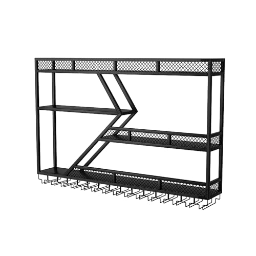 NHYHEHMR Wandmontierte Weinregal Weinflaschen Display Wandlager Regal Display Regal Flaschenlager LED Weinregal Weinglas Rack für Wohnzimmer Restaurant Küche Weinkeller. von NHYHEHMR