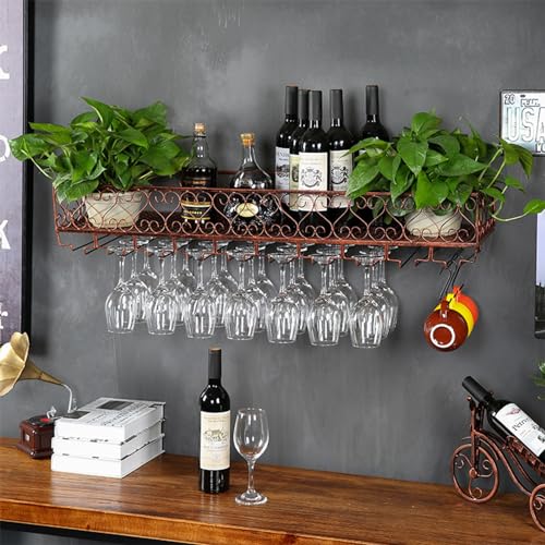 NHYHEHMR Wandmontierte Weinregale, Moderne Metalbar-Weinregal, Weinlagerständer mit Glashalter, Metallflaschenhalter Weinpaziationsschelf für Home Bar Speisezimmer Küche (Farbe: Blac NHYHEHMR Wandmontierte Weinregale, Moderne Metalbar-Weinregal, Weinlagerständer mit Glashalter, Metallflaschenhalter Weinpaziationsschelf für Home Bar Speisezimmer Küche (Farbe: Blac von NHYHEHMR