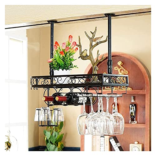 NHYHEHMR Weinflaschenhalter hängende Weinregal mit Glashalter und Regal, Deckenscheibe für Bars, Weinregal, Stammhalter, Weinregal können EIN Weinglasregal und einen Becherregal hängen von NHYHEHMR