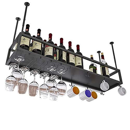 NHYHEHMR Weinregal Decke Hängende Weinflaschenhalter Home Bar Goblet Champagner -Stielregale Wandmontage Metall Weinglas Racks schwimmende Organizer Regale, Schwarz von NHYHEHMR