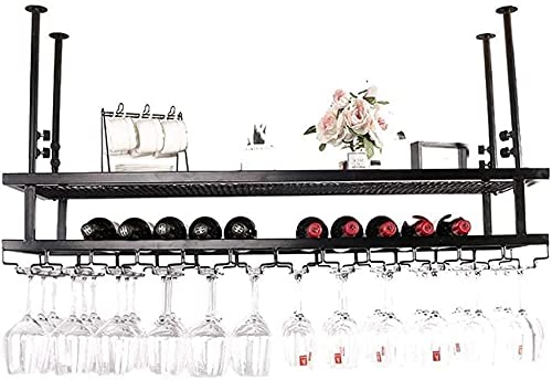 NHYHEHMR Weinregal Hanging Weinglashalter Stemware Rack Weinflaschen Rack Weinlagerregale, 50 cmx30 cm | Schwarz | Schwarz NHYHEHMR Weinregal Hanging Weinglashalter Stemware Rack Weinflaschen Rack Weinlagerregale, 50 cmx30 cm | Schwarz | Schwarz von NHYHEHMR