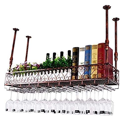 NHYHEHMR Weinregal Hanging Weinregal mit Glashalter und Regal Weinliebhaber Bar Möbel und Weinregal verstellbare Höhen Deckenmontage Hängende Weinflaschenhalter Metall Eisenwein (Bronze L L. NHYHEHMR Weinregal Hanging Weinregal mit Glashalter und Regal Weinliebhaber Bar Möbel und Weinregal verstellbare Höhen Deckenmontage Hängende Weinflaschenhalter Metall Eisenwein (Bronze L L. von NHYHEHMR