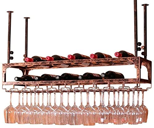 NHYHEHMR Weinregal Kreatives Weinregal Weinprotokolle Display Rack Hanging Weinglas Halter Weinglas Rack auf den Kopf nach Hause Home Stemware Halter Weinglas Rack, Bronze, 60 cmx30 cm von NHYHEHMR