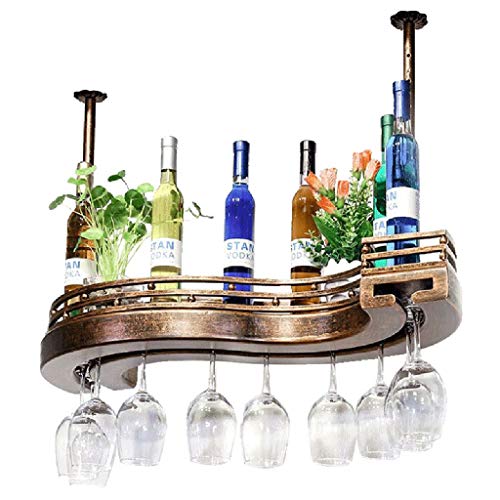 NHYHEHMR Weinregal Metall Plug-in Weinregal kreativ massiv Holz Rack Hanging Weinregal Weinregal Goblet Halter Glaswarenregal Tasse Halter Weinkühler, 80 * 25 cm von NHYHEHMR