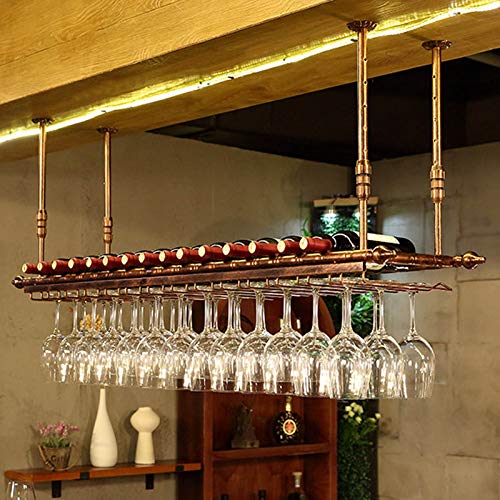 NHYHEHMR Weinregal Wandmontage - Glasträger für Pubs Weinglashalter, die unter Regalglaswarenregalhalter Decke Weinregal Retro Dekoration Regal Regale hängen von NHYHEHMR