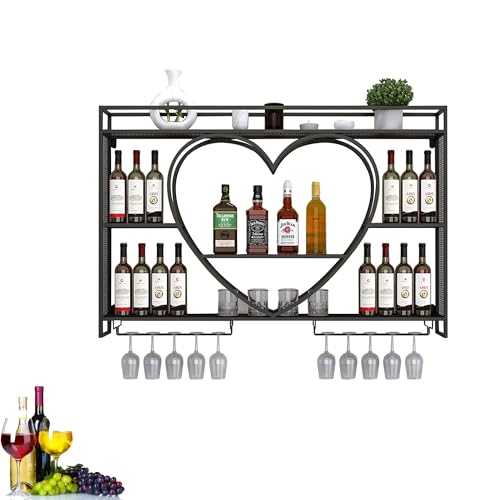NHYHEHMR Weinregal Wandmontagelste Regale mit Weinglasregal Schnapsflasche Display -Regal mit LED Light Mini Bar Kitchen Racks für Weinflaschen Whiskyregal für Home Bar Wohnzimmer Re NHYHEHMR Weinregal Wandmontagelste Regale mit Weinglasregal Schnapsflasche Display -Regal mit LED Light Mini Bar Kitchen Racks für Weinflaschen Whiskyregal für Home Bar Wohnzimmer Re von NHYHEHMR
