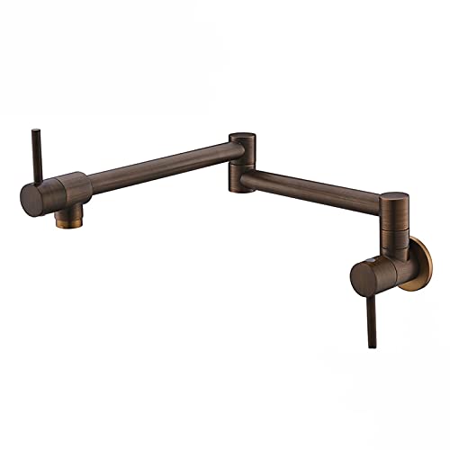 Pot Filler Faucet Wall Mounted Foldable Kitchen Single Cold Hole Sink Tap Solid Brass Double Joint Swing Arm Dual Handle,Chrome (Black) von NHYHEHMR