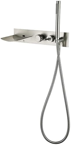 Robinet de baignoire avec douche, robinets de baignoire à bec cascade de salle de bain avec douchette Robinets chauds et froids de salle de bain en laiton Mitigeur dissimulé à double poignée avec Robinet de baignoire avec douche, robinets de baignoire à bec cascade de salle de bain avec douchette Robinets chauds et froids de salle de bain en laiton Mitigeur dissimulé à double poignée avec von NHYHEHMR