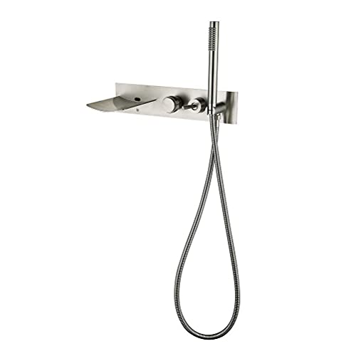 Robinet de baignoire avec douche, robinets de baignoire à bec cascade de salle de bain avec douchette Robinets chauds et froids de salle de bain en laiton Mitigeur dissimulé à double poignée avec Robinet de baignoire avec douche, robinets de baignoire à bec cascade de salle de bain avec douchette Robinets chauds et froids de salle de bain en laiton Mitigeur dissimulé à double poignée avec von NHYHEHMR