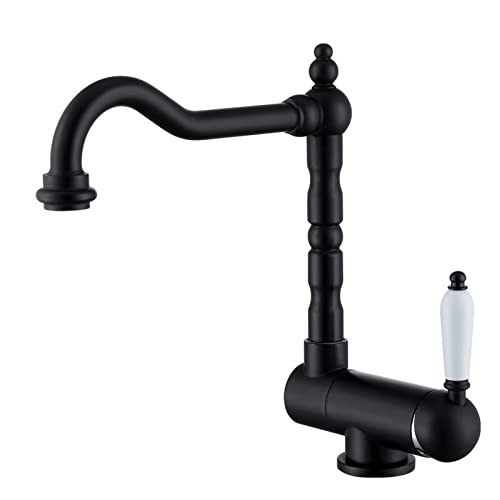 Robinets de Cuisine pliants à l'intérieur de la fenêtre en Laiton Antique 360 ​​° Rotation d'eau Chaude et Eau Froide Chagrin sierre de Cuisine robinets-Noir (Matt Black) von NHYHEHMR