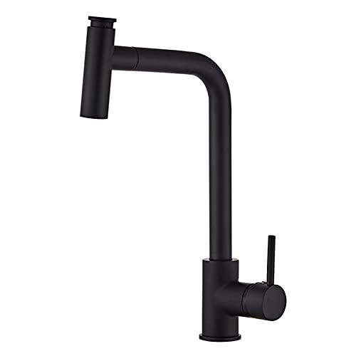 Schwarzer Küchenarmatur mit Pull Down Sprayer, Messing Dual Mode Outlet Waschbeckenhahn, Haushalts-Eingriff Eingriff und kaltes Wasser spritzer Mischer-Mischhahn, Typ C (Typ C) von NHYHEHMR