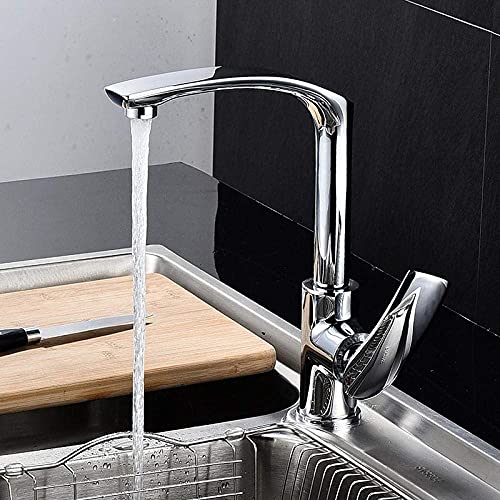 Spüle Spüle Haken Messingmixer mit einem einhandmono-hohen Griff mit heißem Wasser und kaltem Wasser poliertes Chrom in Rotationsschwarz (Rojo) von NHYHEHMR