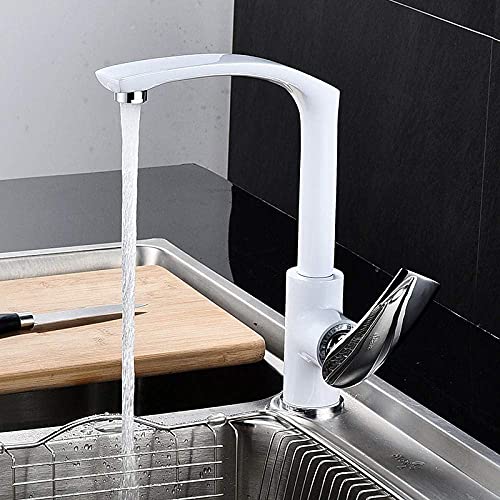 Spüle Spüle Haken Messingmixer mit einem einhandmono-hohen Griff mit heißem Wasser und kaltem Wasser poliertes Chrom in Rotationsschwarz (Rojo) von NHYHEHMR