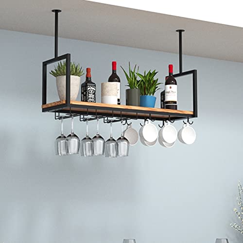 Weinregal, wandmontierte Weinregal Decke Hängende Weinregal/Pflanzenregal Dachwand Hängende Rack Europäische Metall Weinglas Rack Bar Küche Schlafzimmer Dekoration Rack Zwei Tasse Halter im B von NHYHEHMR