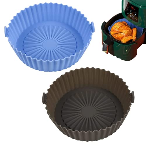 NIANFEN Heißluftfritteuse aus Silikon, Air Fryer Accessories, Zubehör Heißluftfritteuse, 2 Wiederverwendbar Universal Air Fryer Silicone Pot, für Backofen, Mikrowelle Kuchenbackform, Dampfgarer usw von NIANFEN