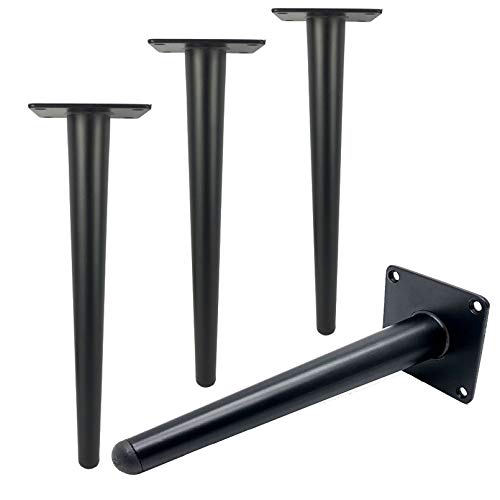 4 Schwarze Möbelfüße Tischbeine,10-72cm Länge Metall Möbelbeine Stützbeine,Moderne Kommode Schrank Sofa Schreibtisch Stuhl Osmanische Ersatz Eisen Möbelfüsse,Belastung 800Kg (50cm/19.7inch,Straight) von NIANXINN