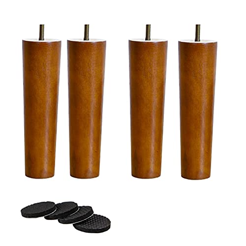 4er Set natürliche Holz Möbelbeine,Nussbaum Farbe M8 Bolzen Massivholz Sofa Beine Ersatz Möbelfüße,für Schrank Stuhl Couch Kommode Bett Beine Tischfüße Möbel Hardware Zubehör (15cm) von NIANXINN