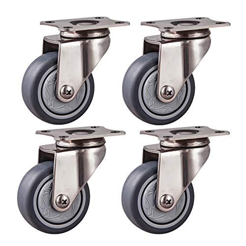 Edelstahl 304 Transportrollen,Lenkrollen, TPR elastischer Gummilenkrolle,Tragkraft 120kg, für Möbel Tischwagen (1.5inch-4pack) von NIANXINN