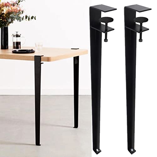 Metall Eisen-Tischbeine,2 Stück Abnehmbare DIY Tischklemmenbeine,Möbelfuss,F-form Verstellbare Esstischbeine,Stützfüße Für Couchtisch,Bank,Schreibtisch,Konsole,ohne Bohren (71cm,Black) von NIANXINN
