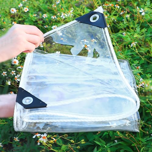 NIANXINN Abdeckplane mit Ösen,Wasserdicht Transparente PVC-Plane,0,35 mm Kunststoffplatte,Schutzplane,für Terrasse,Pavillon,Terrassen,Windschutz,AußEnbereich,Anpassbar (1m x 2,5m) von NIANXINN