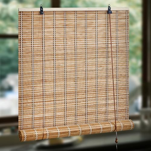 NIANXINN Fenster Rollo aus Bambus,Retro Bambusrollo Sonnenschutz Sichtschutz Jalousie Raffrollo,Lichtfilter Natur Holzrollos,Seitenzugrollo Innen und Außen,Anpassbar,Breite x Höhe (50cm x 70cm) von NIANXINN