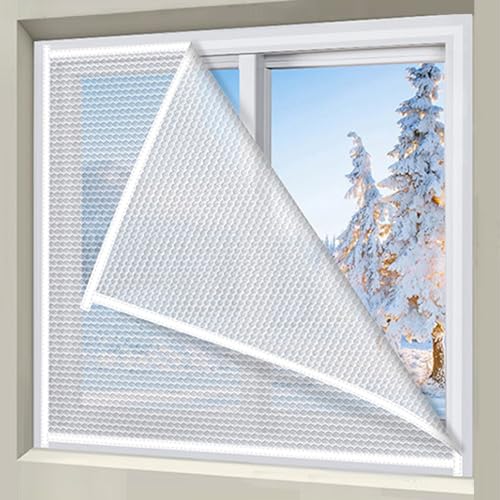NIANXINN Fensterisolierungs-Set Für Den Innenbereich,Winter Wetterfeste Isolierung Gegen Kälte Vorhänge,Durchscheinende Isolierfolie Für Fenster,Inklusive Klebeband,Anpassbar (140cm x 140cm) von NIANXINN