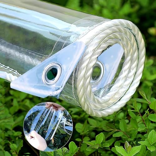 NIANXINN Transparente PVC Plane Mit Ösen,Multifunktionale wasserdichte Durchsichtig Abdeckplane,0,35mm Dick,Reißfest,Staubdicht,Für Gewächshaus,Terrasse,Hutch Dach,Anpassbar (100cm x 110cm) von NIANXINN