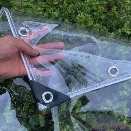 NIANXINN Wetterfeste Abdeckplane,Wasserdichte Transparente PVC Plane mit Ösen,0,35mm Reißfest Regenschutz Vorhang Für Außenbereich,Gartenmöbel,Gewächshaus,Anpassbar (130cm x 130cm) von NIANXINN