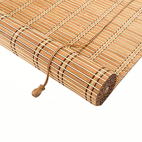 Natürliche Bambus-Rollo Raffrollo,Pavillon Patio Bambusjalousien Rollläden mit Haken,Sichtschutz Rollo für Fenster und Türen,für raumhohe Fenster/Restaurant/Korridor,Anpassbar (70x140cm/28x55in) von NIANXINN