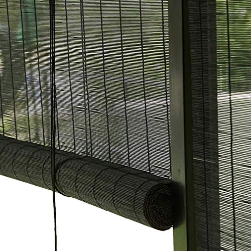 Schwarze Bambusrollo Bambus Rollo In Natur,Sonnenschutz und Sichtschutz Rollo Seitenzugrollo für Fenster und Türen,Garten,Terrasse Deko,Rollos Holzrollo Für Küche Fenster(60x120cm/24x47in) von NIANXINN