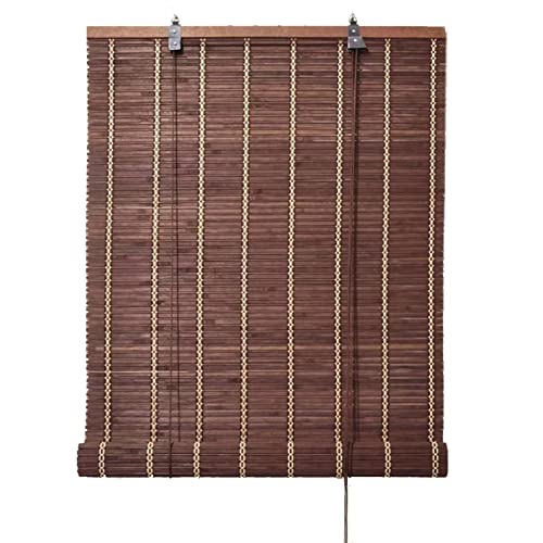 Sonnenschutz Bambusrollo,Dunkelbraun Bambus-Rollo Raffrollo,Rustikale Holzrollo Jalousie,Vorhang,Verdunkelungsrollos,Sichtschutz,Fenster-Rollo mit Seitenzug für Innen/Außen (W100xH180cm/39x71in) von NIANXINN