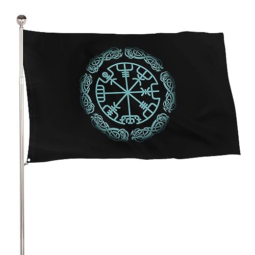 120 x 180 cm, dekorative Gartenflagge, Hofbanner, Wikingerrune, magischer Kompassdruck, Gartenflaggen, hängende Flagge, Dekoration von NIBABA