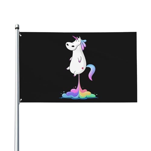 60 x 90 cm, dekorative Hausflagge, Hofbanner, lustig, bezaubernd, Einhorn, Furzdruck, Gartenflaggen, hängende Flagge, Dekoration von NIBABA