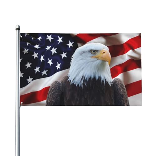 90 x 150 cm, dekorative Hausflagge, Hofbanner, amerikanische USA-Flagge, wilder Weißkopfseeadler, Gartenflaggen, hängende Flagge, Dekoration von NIBABA