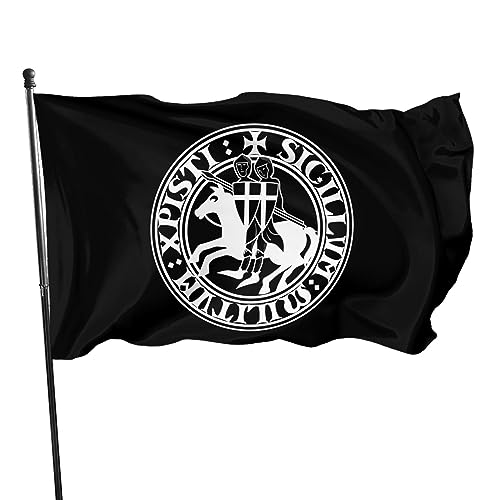 90 x 150 cm, dekorative Hausflagge, Hofflagge, zwei Wikinger-Templer, Ritter, Kreuzritter, Druck, Gartenflaggen, hängende Flagge, Dekoration von NIBABA