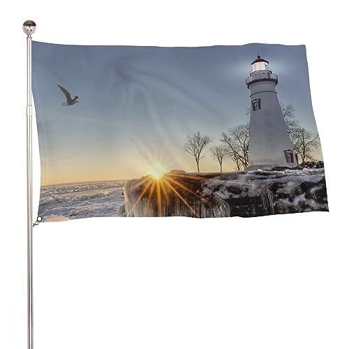 Dekorative Gartenflagge, Hof-Banner, Sonnenaufgang, antiker Leuchtturm, Möwe, Willkommensgartenflaggen, Rasen, hängende Heimdekoration, 60 x 90 cm Dekorative Gartenflagge, Hof-Banner, Sonnenaufgang, antiker Leuchtturm, Möwe, Willkommensgartenflaggen, Rasen, hängende Heimdekoration, 60 x 90 cm von NIBABA