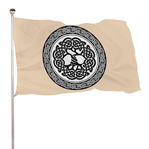 Dekorative Gartenflagge, Hof-Banner, Weltbaum, Wikinger-Rune, Willkommensflagge, Rasen-Hängedekoration, 120 x 180 cm von NIBABA