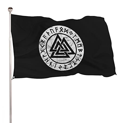 Dekorative Gartenflagge Hofbanner Valknut Odin Wikinger Runen Druck, Urlaub Willkommen Hofflagge Rasen Hängende Dekoration 120 x 180 cm von NIBABA