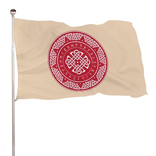 Dekorative Gartenflagge Hofbanner Wikinger Rune skandinavischer Schild Druck, Welcome Yard Flagge Rasen Hängende Dekoration 60 x 90 cm von NIBABA