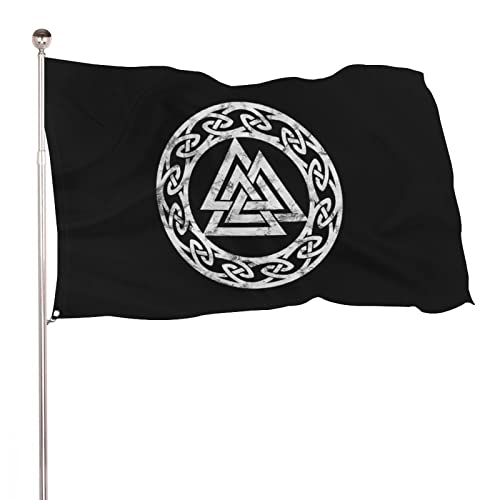 Dekorative Gartenflagge Hofbanner Wikinger Valknut Odin Symbol Druck, Urlaub Willkommen Hofflagge Rasen hängende Dekoration 120 x 180 cm von NIBABA