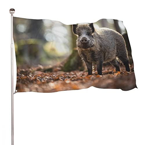 Dekorative Hausflagge, Hof-Banner, Wildschwein-Druck, Urlaub, Willkommen, Gartenflaggen, Rasen, hängende Dekoration, 60 x 90 cm von NIBABA