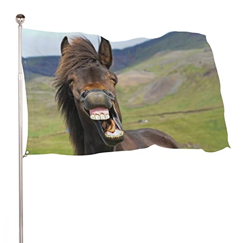 Dekorative Hausflagge, Hofbanner, Isländisches Pferd verleiht großen Lächeln auf einer Seite, Willkommensgartenflaggen, Rasendekoration, 120 x 180 cm von NIBABA
