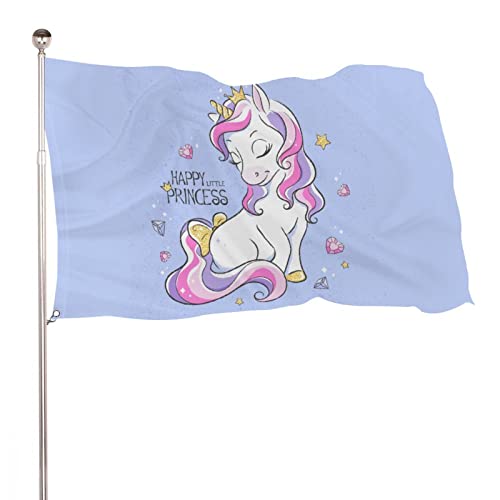 Dekoratives Hausflagge, Hof-Banner, "Happy Unicorn Princess"-Druck, alle Jahreszeiten, Feiertage, Willkommensflagge, Rasen, hängende Dekoration, 60 x 90 cm von NIBABA